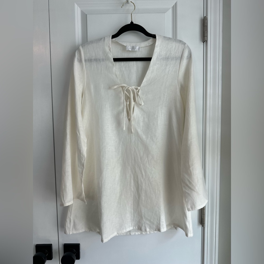 Monday Swimwear Tropea Linen Dress Vanilla Size P/XS